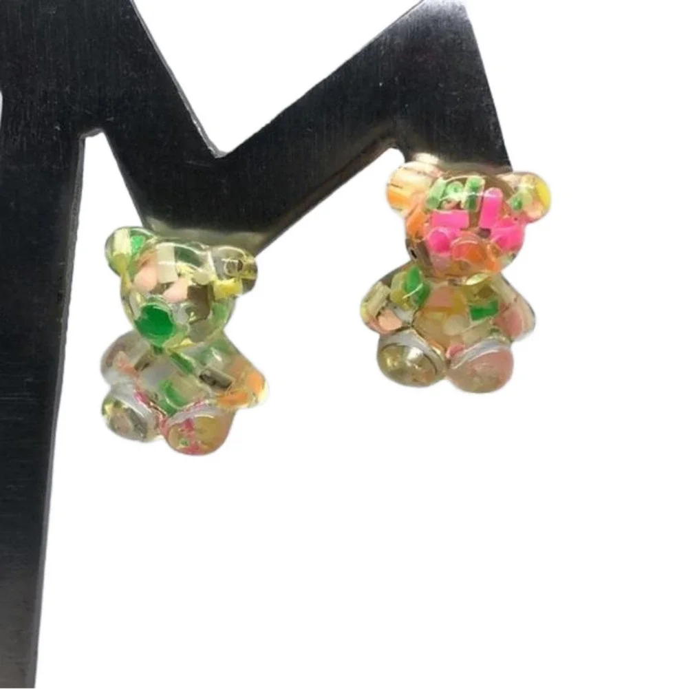 Lucite gummy bears earrings fun statement